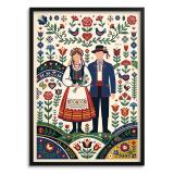 Plakat Folk Para w Stroju Ludowym | Obraz do salonu rustykalny 31209 - miniaturka 1