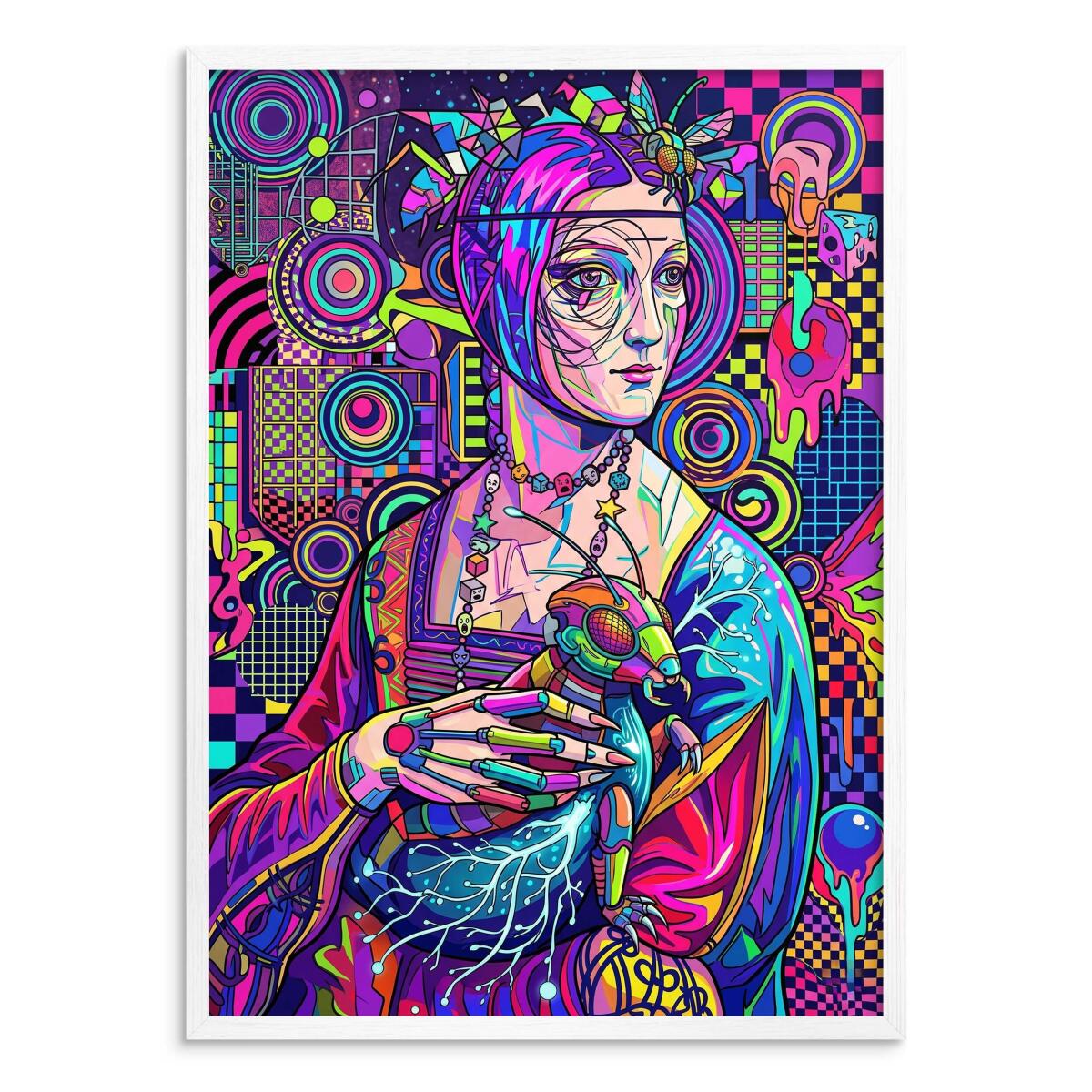 Grafika nad biurko Dama z Gronostajem- Glitch Art 31090 - zdjęcie 2