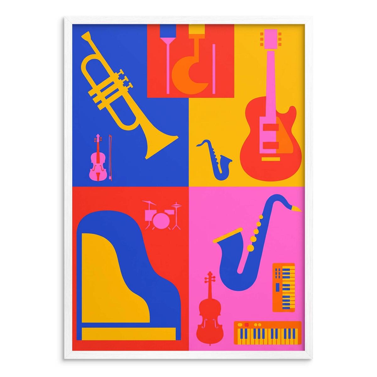 Kolorowy plakat muzyczny do salonu - Instrumenty Pop-Art | Obraz na ścianę 31113 - zdjęcie 2