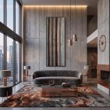 Nowoczesna Dekoracja Ścienna | Rury Miedziane na Betonie Loft 31301 - miniaturka 3