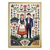 Plakat Folk Para w Stroju Ludowym | Obraz do salonu rustykalny 31209 - miniaturka 3