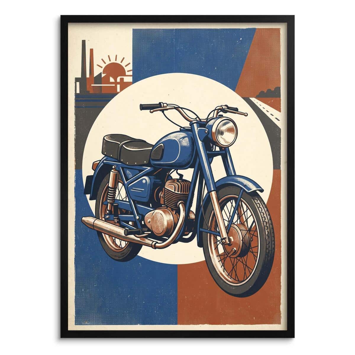 Stylowy plakat na ścianę- Klasyczny niebieski jednoślad | Styl retro loft 31155