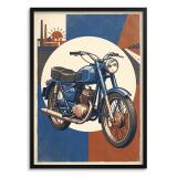 Stylowy plakat na ścianę- Klasyczny niebieski jednoślad | Styl retro loft 31155 - miniaturka 1