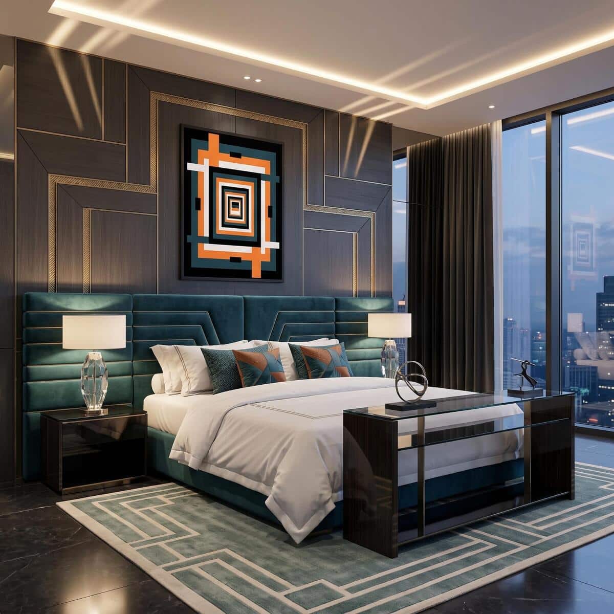 Plakat do salonu Loft- Pomarańczowa geometria Bauhaus | Dekoracja ścienna 31256 - zdjęcie 4