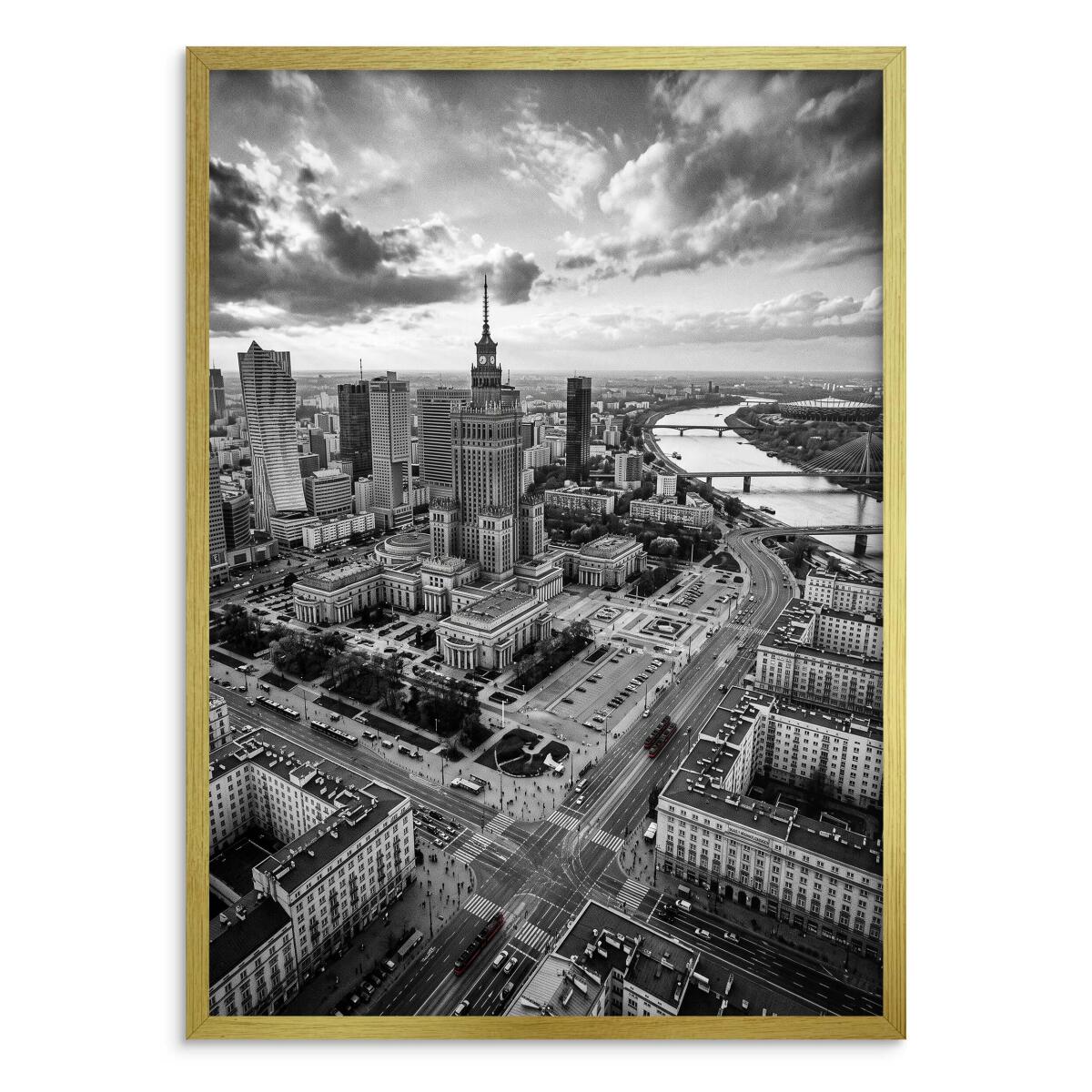 Nowoczesny plakat do salonu Warszawa z lotu ptaka | Panorama miasta do biura 31213 - zdjęcie 3