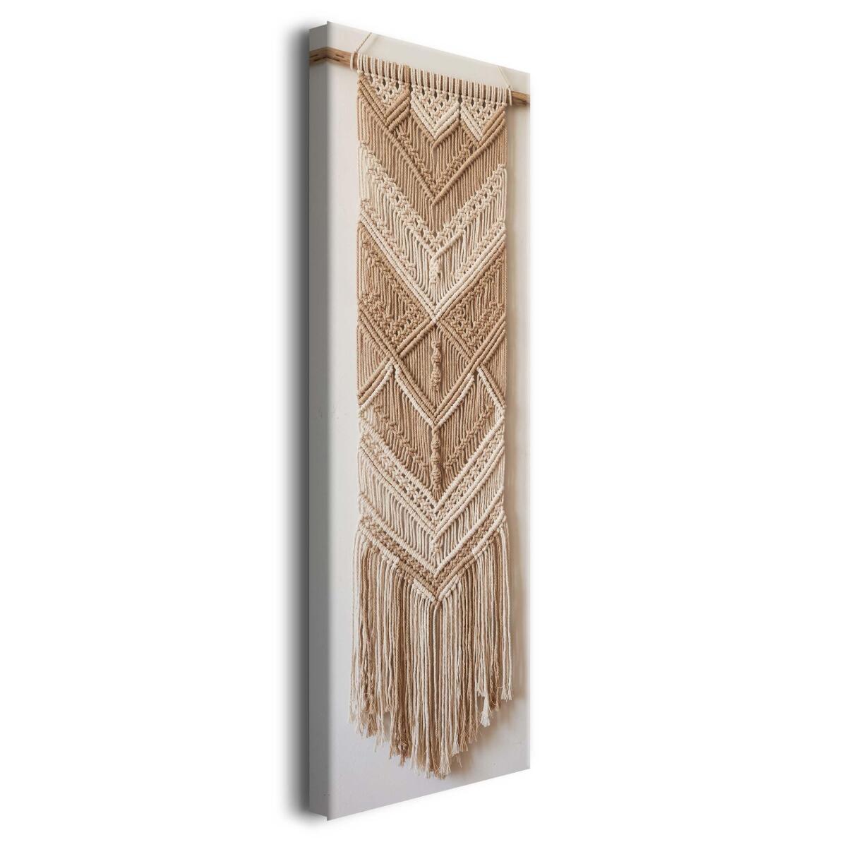 Obraz Boho na Ścianę- Pleciona Makrama | Beżowa Dekoracja do Salonu 31313 - zdjęcie 2
