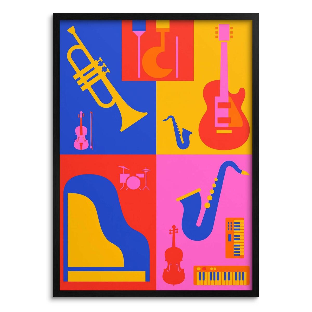 Kolorowy plakat muzyczny do salonu - Instrumenty Pop-Art | Obraz na ścianę 31113