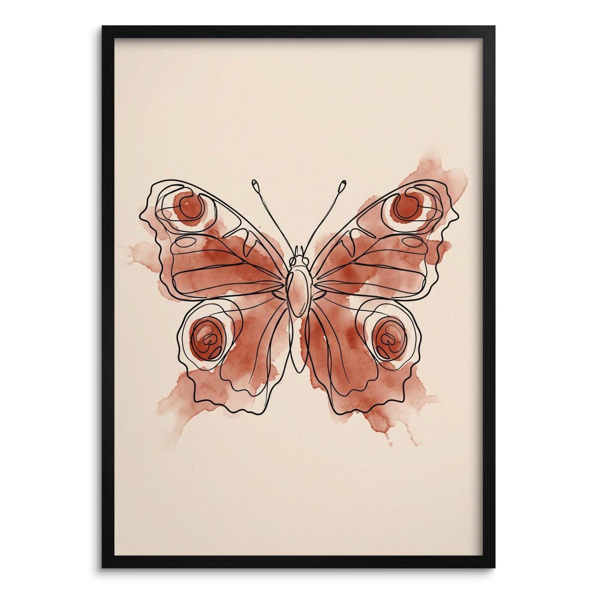 Minimalistyczny obraz na ścianę- Motyl Lineart | Grafika w stylu Japandi 31173