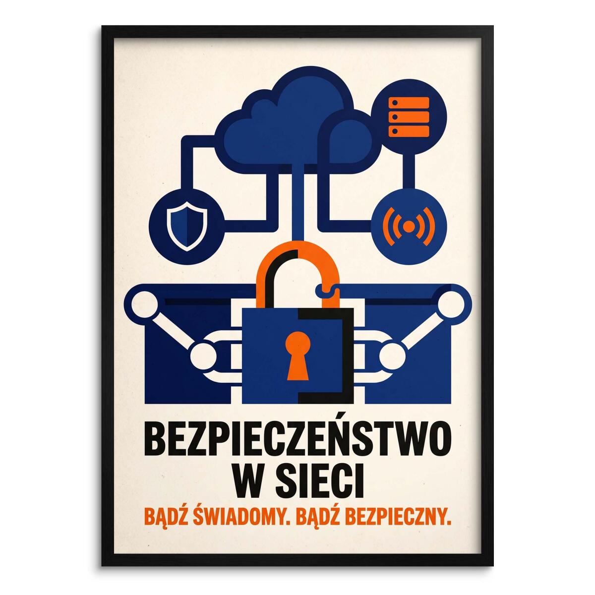 Obraz na ścianę Bezpieczeństwo w sieci- Styl retro-modern | Plakat na ścianę 31142