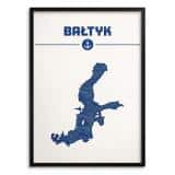 Plakat Marynistyczny BAŁTYK- Mapa z falami | Nowoczesny obraz do salonu 31097 - miniaturka 1