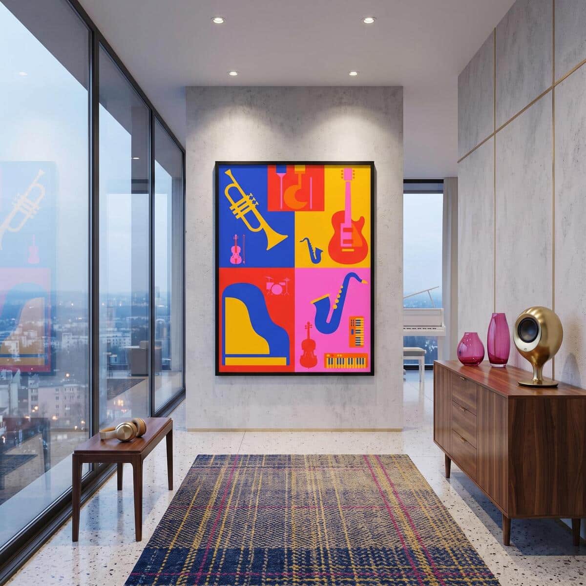 Kolorowy plakat muzyczny do salonu - Instrumenty Pop-Art | Obraz na ścianę 31113 - zdjęcie 5