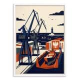 Nowoczesny plakat z dźwigami Port | Marynistyczna dekoracja retro 31164 - miniaturka 2