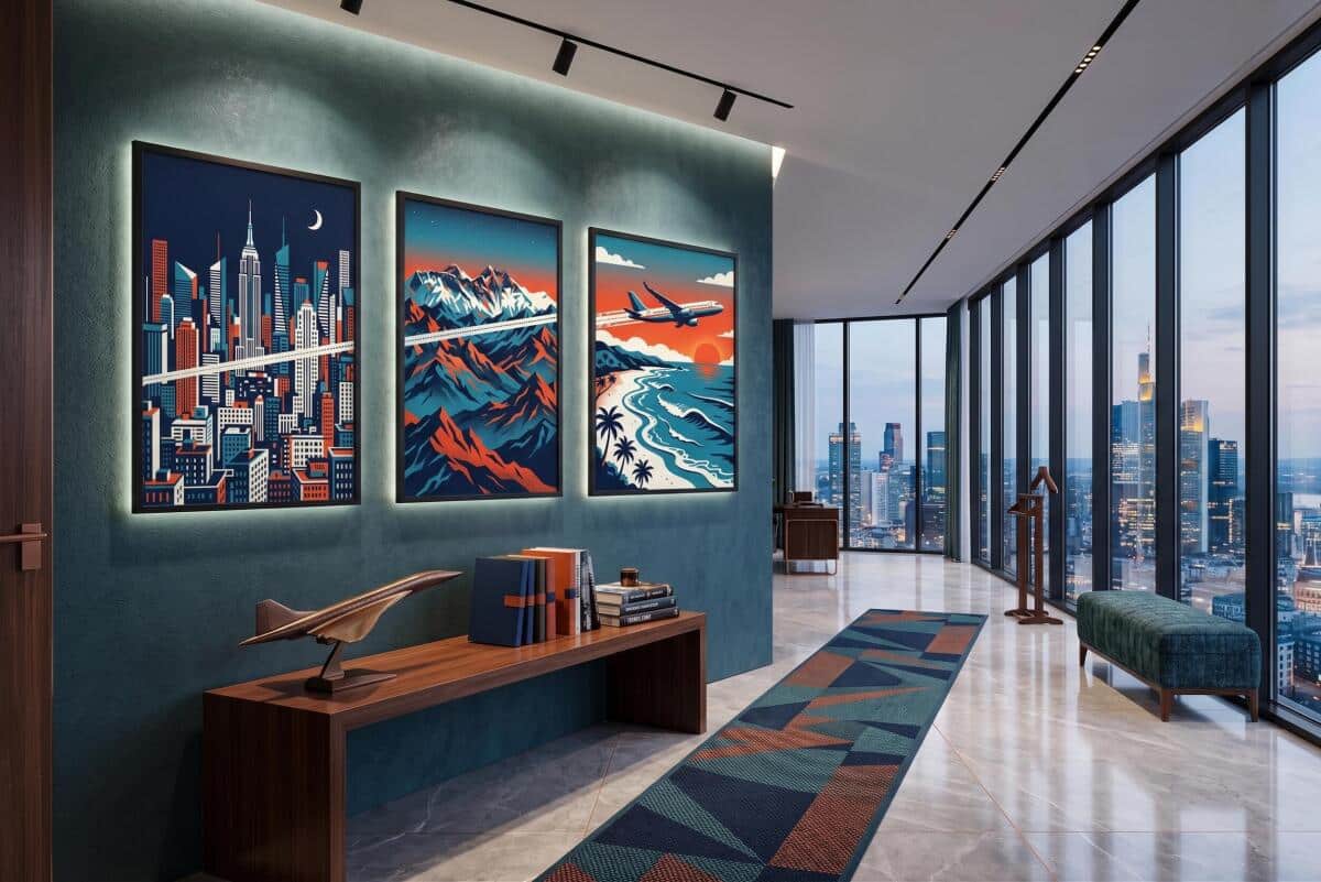 Zestaw 3 plakatów w ramie- Metropolia Góry i Ocean | Designerska galeria ścienna 31205 - zdjęcie 6