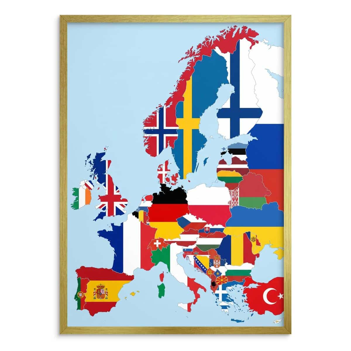 Plakat do biura i salonu Mapa Europy | Geograficzna grafika w ramie 31109 - zdjęcie 3