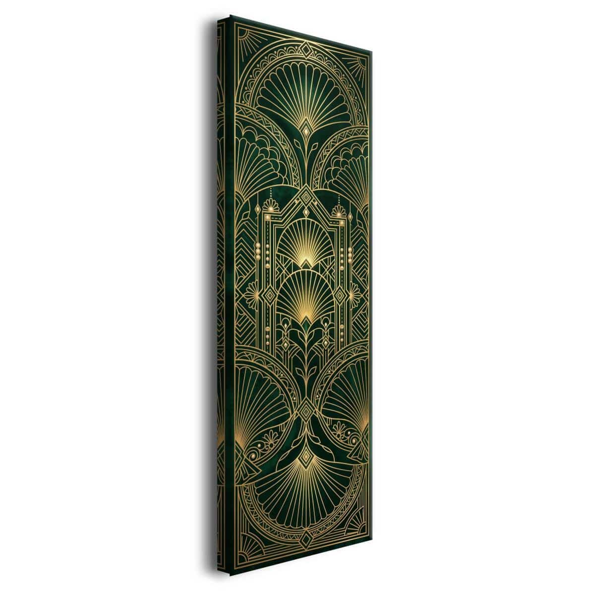 Pionowy Obraz Szmaragdowe Art Deco | Złoty Motyw na Ścianę Glamour 31265 - zdjęcie 2