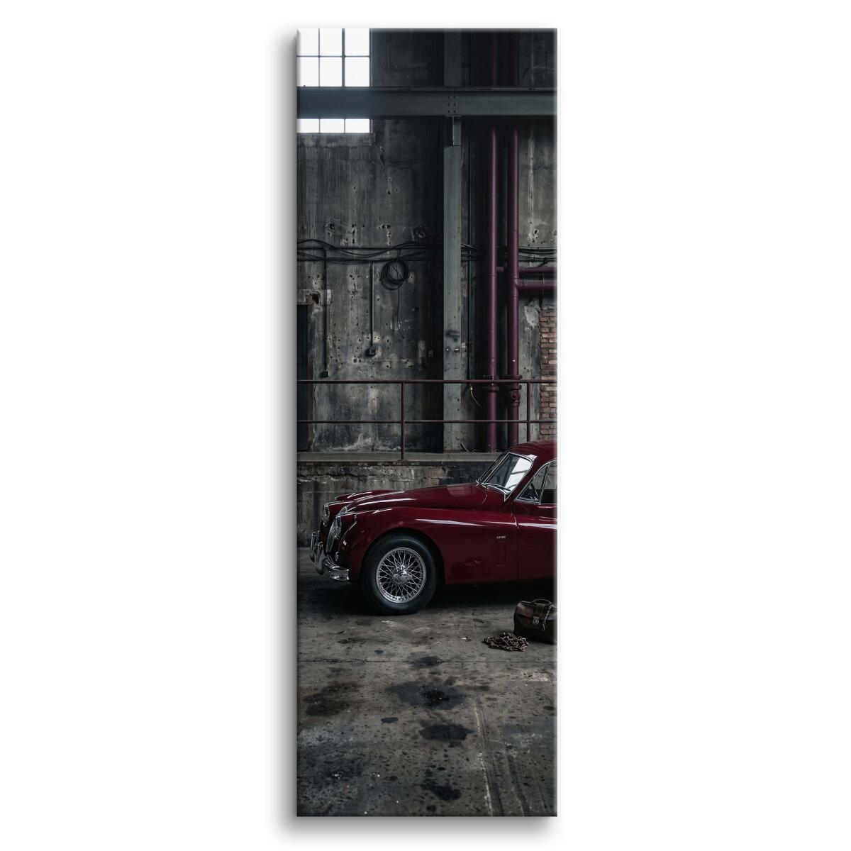 Obraz Industrialny Czerwone Auto Retro | Loftowa Dekoracja do Salonu 31291