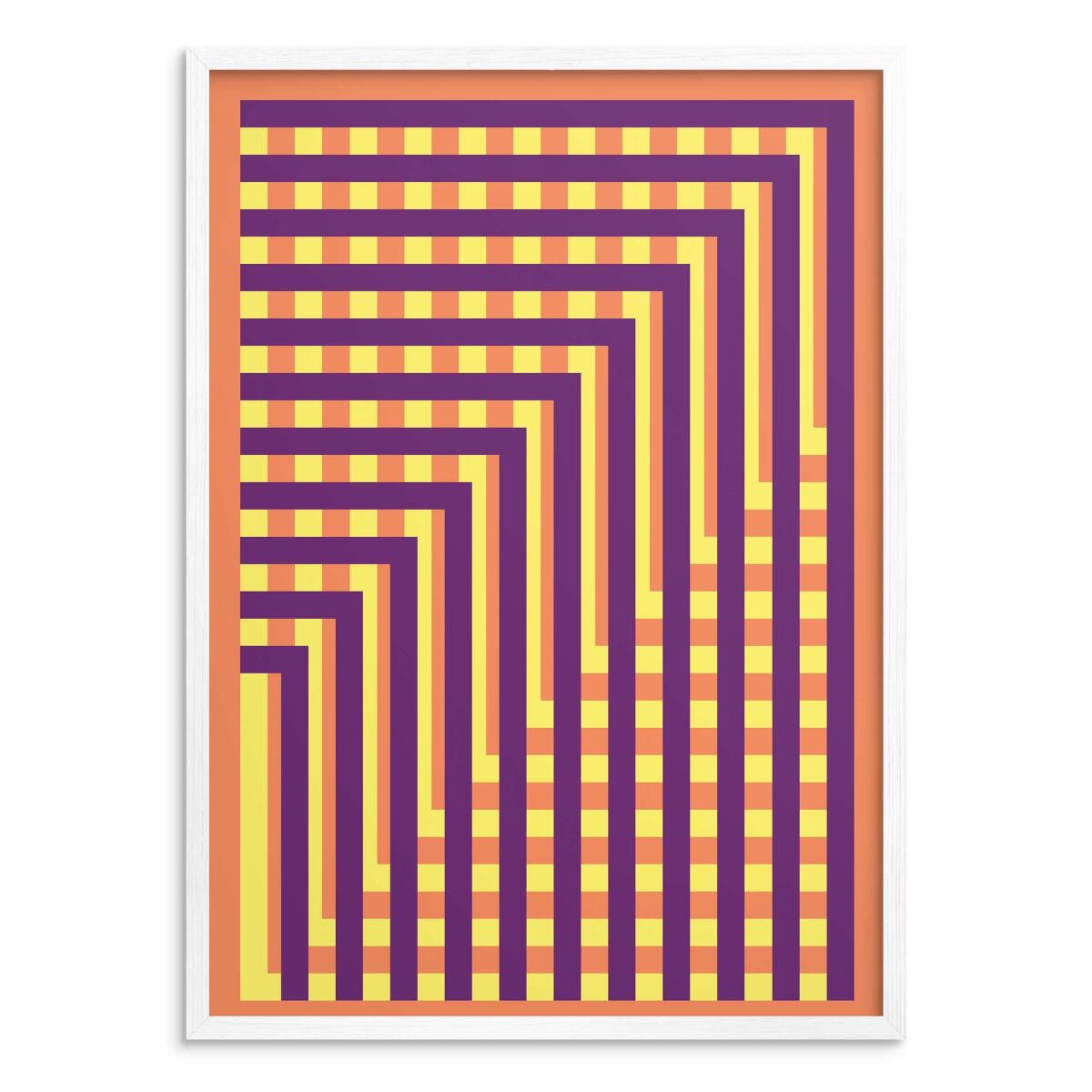 Plakat w stylu Retro fioletowo pomarańczowy | Modna grafika do loftu 31258 - zdjęcie 2