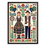 Plakat Tradycyjny Wzór Łowicki | Oryginalny Prezent dla Miłośnika Folkloru 31208 - miniaturka 1