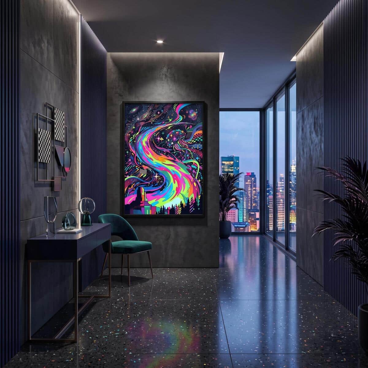 Plakat nad Biurko Kosmiczna Meduza- Neon Fluid Art | Grafika do Pokoju Nastolatka 31126 - zdjęcie 5