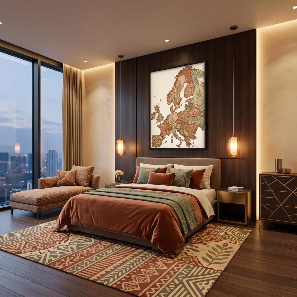Artystyczna Mapa Europy plakat Boho do sypialni | Ozdoba na ścianę 31111 - zdjęcie 4