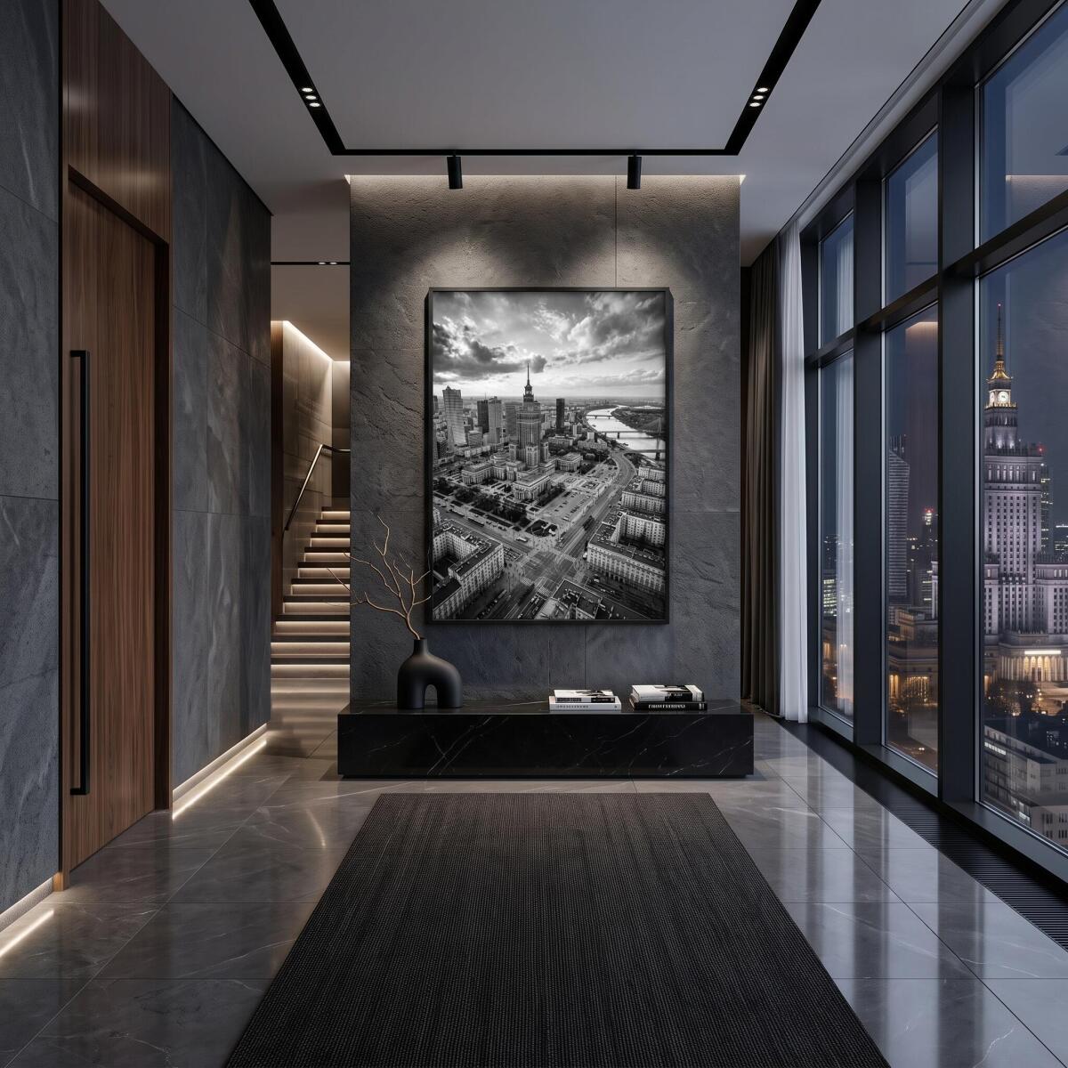 Nowoczesny plakat do salonu Warszawa z lotu ptaka | Panorama miasta do biura 31213 - zdjęcie 6
