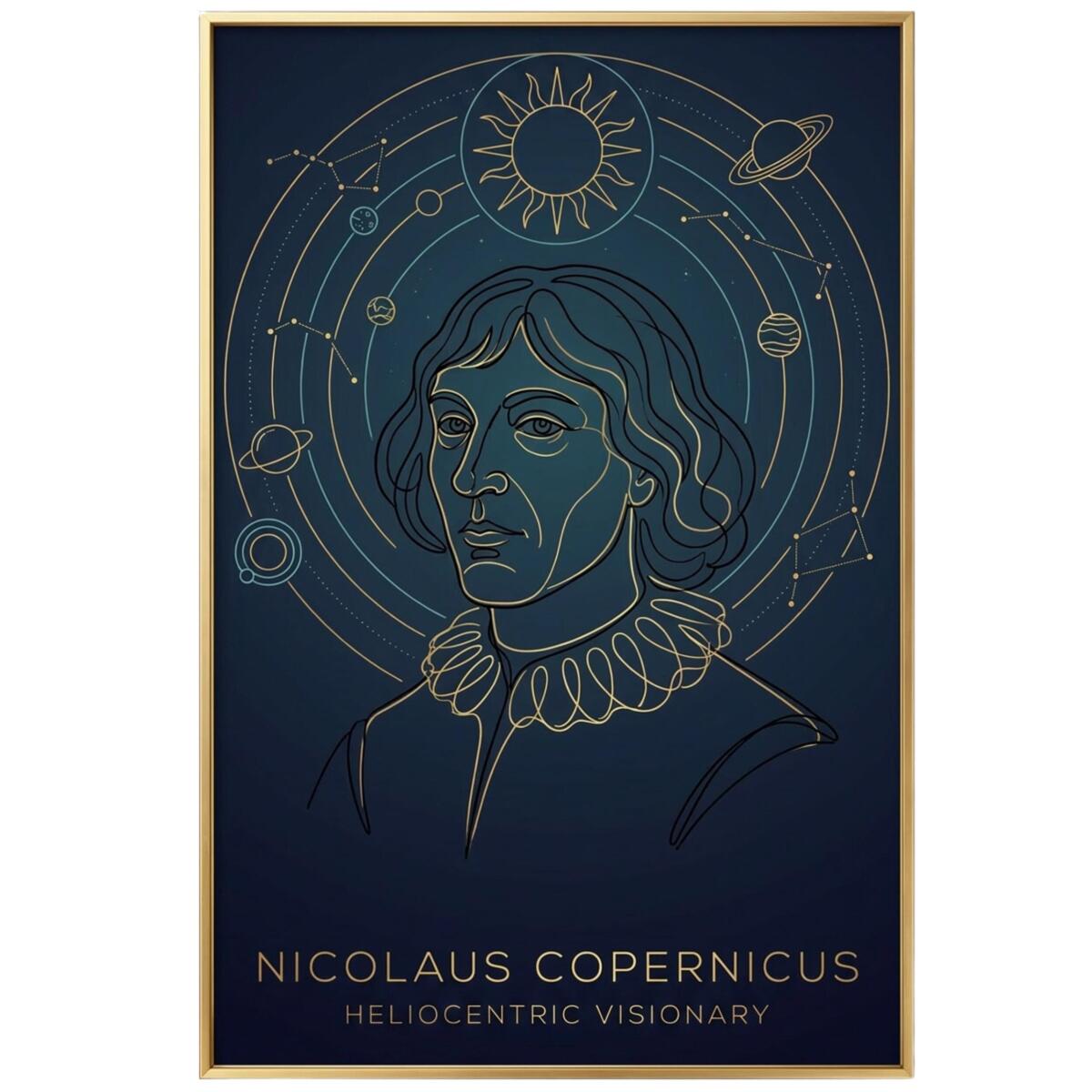 Plakat Mikołaj Kopernik Line Art | Nowoczesna Dekoracja do Pokoju Nastolatka i Biura 31151