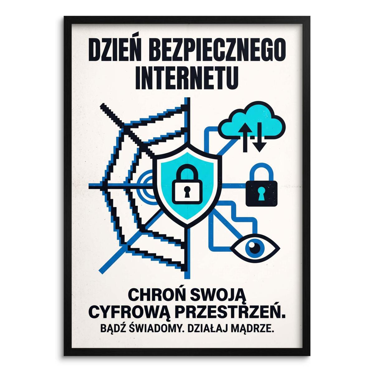 Plakat na Ścianę Cyberbezpieczeństwo- Tarcza i Kłódka | Grafika do Szkół 31143