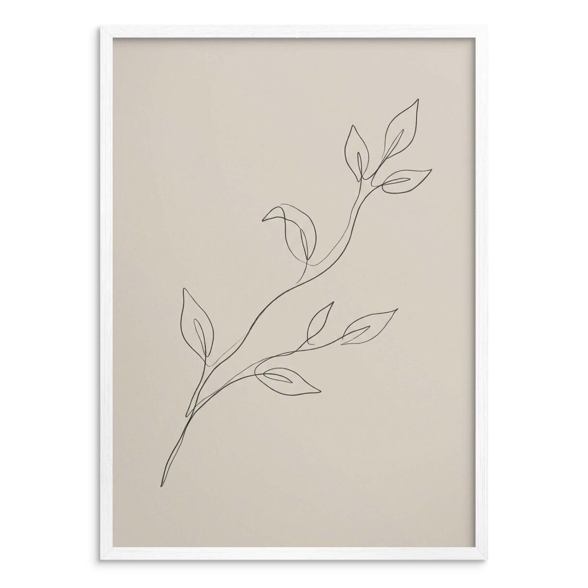 Plakat dekoracyjny Gałązka- Line art na beżu 31088 - zdjęcie 2