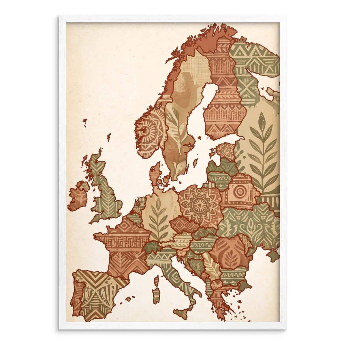 Artystyczna Mapa Europy plakat Boho do sypialni | Ozdoba na ścianę 31111 - zdjęcie 2