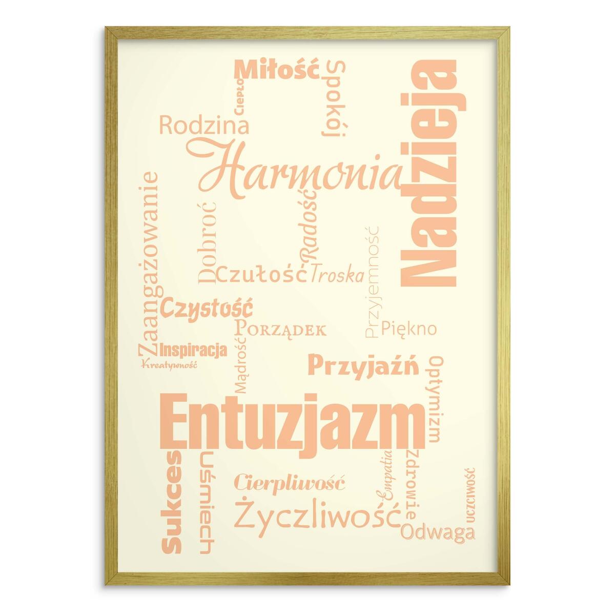 Nowoczesny plakat do salonu- Ciepłe Słowa | Typograficzna dekoracja ścienna boho 31191 - zdjęcie 3