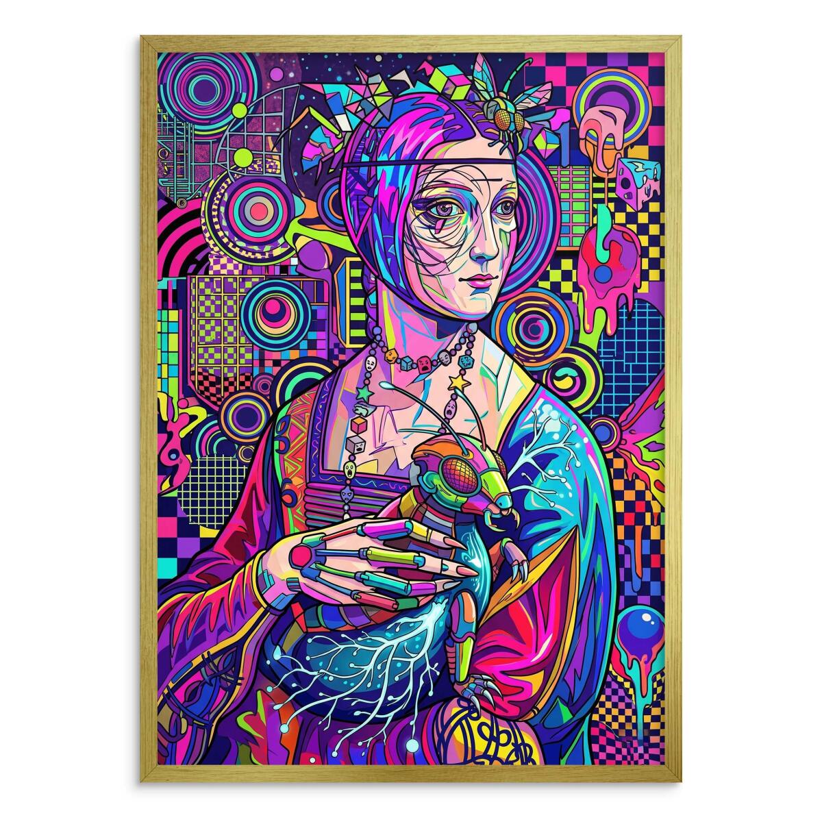 Grafika nad biurko Dama z Gronostajem- Glitch Art 31090 - zdjęcie 3