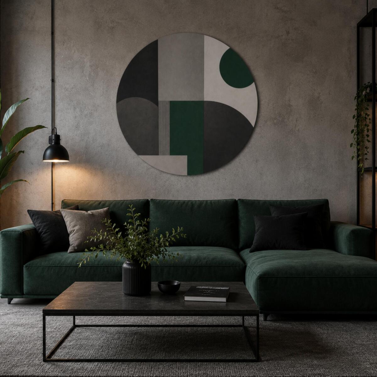Obraz Abstrakcyjny na Ścianę – Butelkowa Zieleń i Grafit | Dekoracja Loft, industrial 31082 - zdjęcie 2