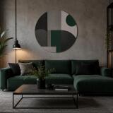 Obraz Abstrakcyjny na Ścianę – Butelkowa Zieleń i Grafit | Dekoracja Loft, industrial 31082 - miniaturka 2