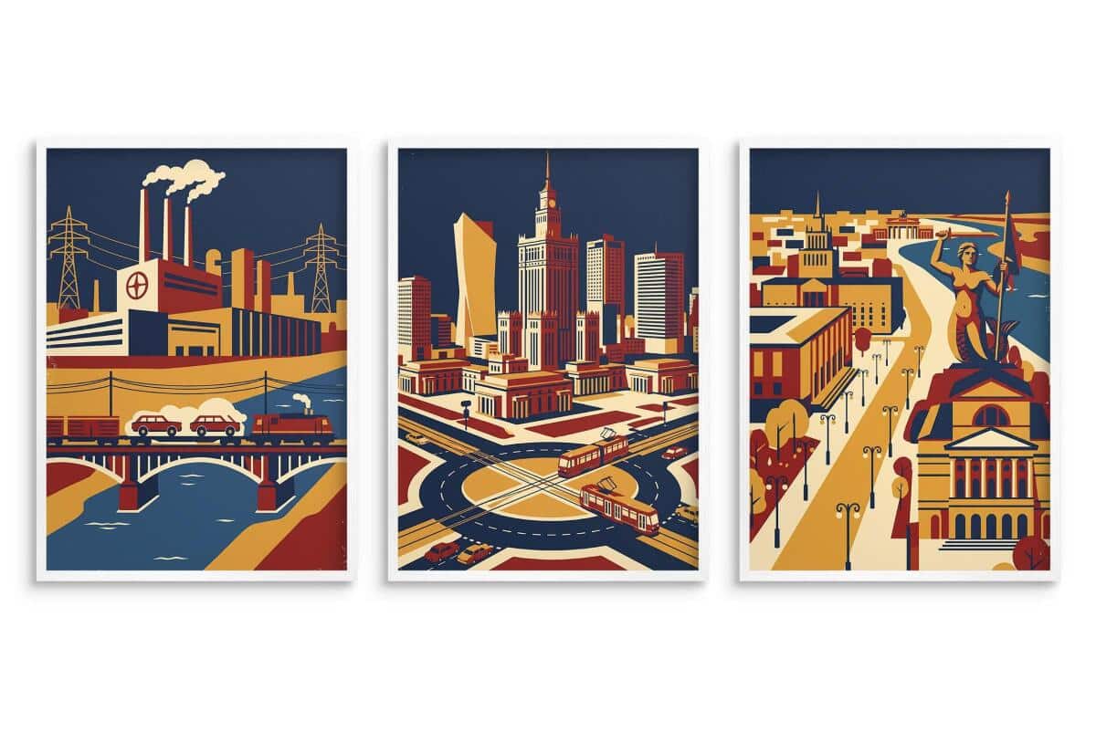 Plakat wielkomiejski Warszawa design | Dekoracja do biura w stylu retro 31157 - zdjęcie 3