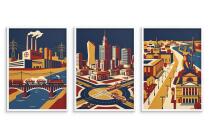 Plakat wielkomiejski Warszawa design | Dekoracja do biura w stylu retro 31157 - miniaturka 3
