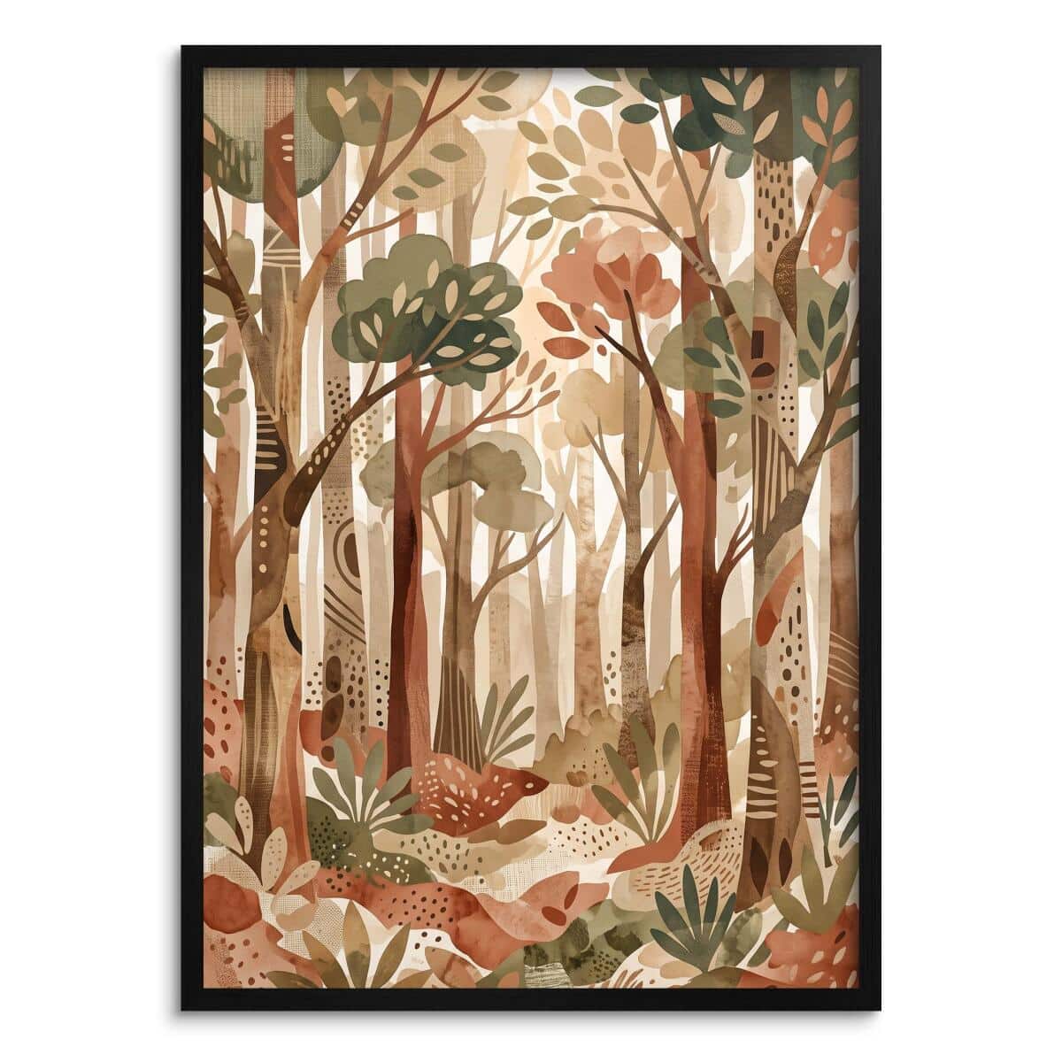 Modny Plakat Abstrakcyjny Las- Natura i Geometria | Prezent dla miłośnika natury 31135