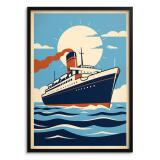 Plakat Vintage Statek- Retro Transatlantyk | Oryginalny Prezent dla podróżnika 31201 - miniaturka 1