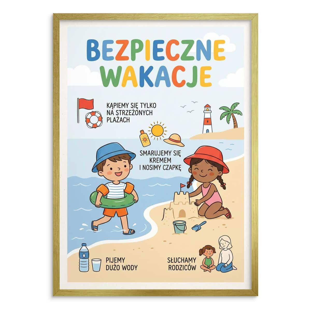 Plakat do przedszkola Bezpieczne Wakacje | Obraz na ścianę dla dzieci 31141 - zdjęcie 3