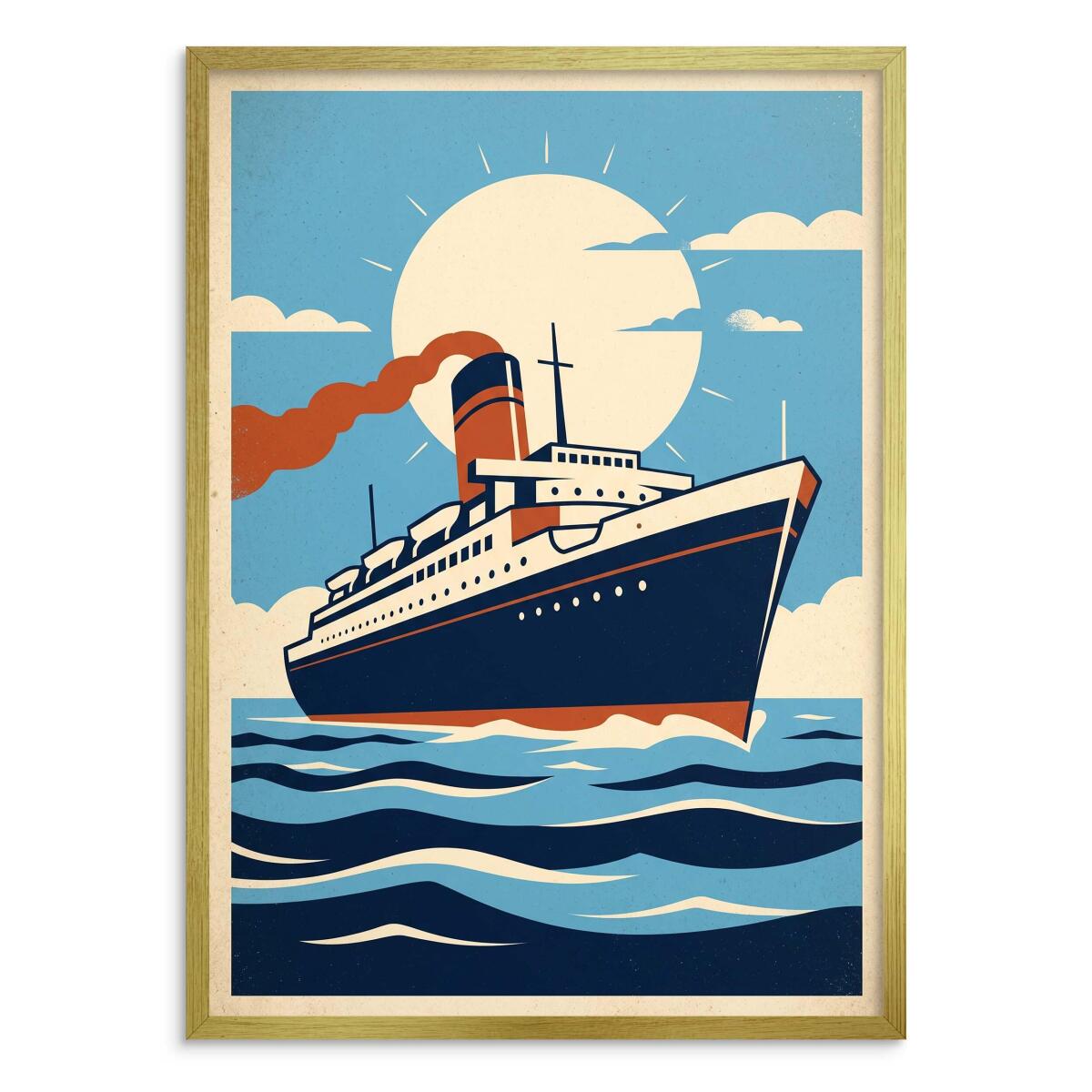 Plakat Vintage Statek- Retro Transatlantyk | Oryginalny Prezent dla podróżnika 31201 - zdjęcie 3