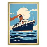 Plakat Vintage Statek- Retro Transatlantyk | Oryginalny Prezent dla podróżnika 31201 - miniaturka 3