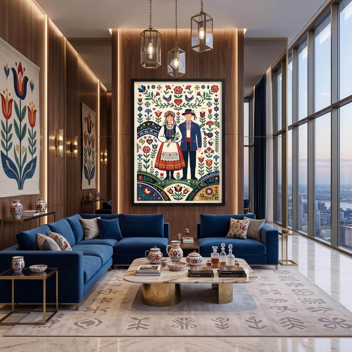 Plakat Folk Para w Stroju Ludowym | Obraz do salonu rustykalny 31209 - zdjęcie 4