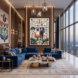 Plakat Folk Para w Stroju Ludowym | Obraz do salonu rustykalny 31209 - miniaturka 4