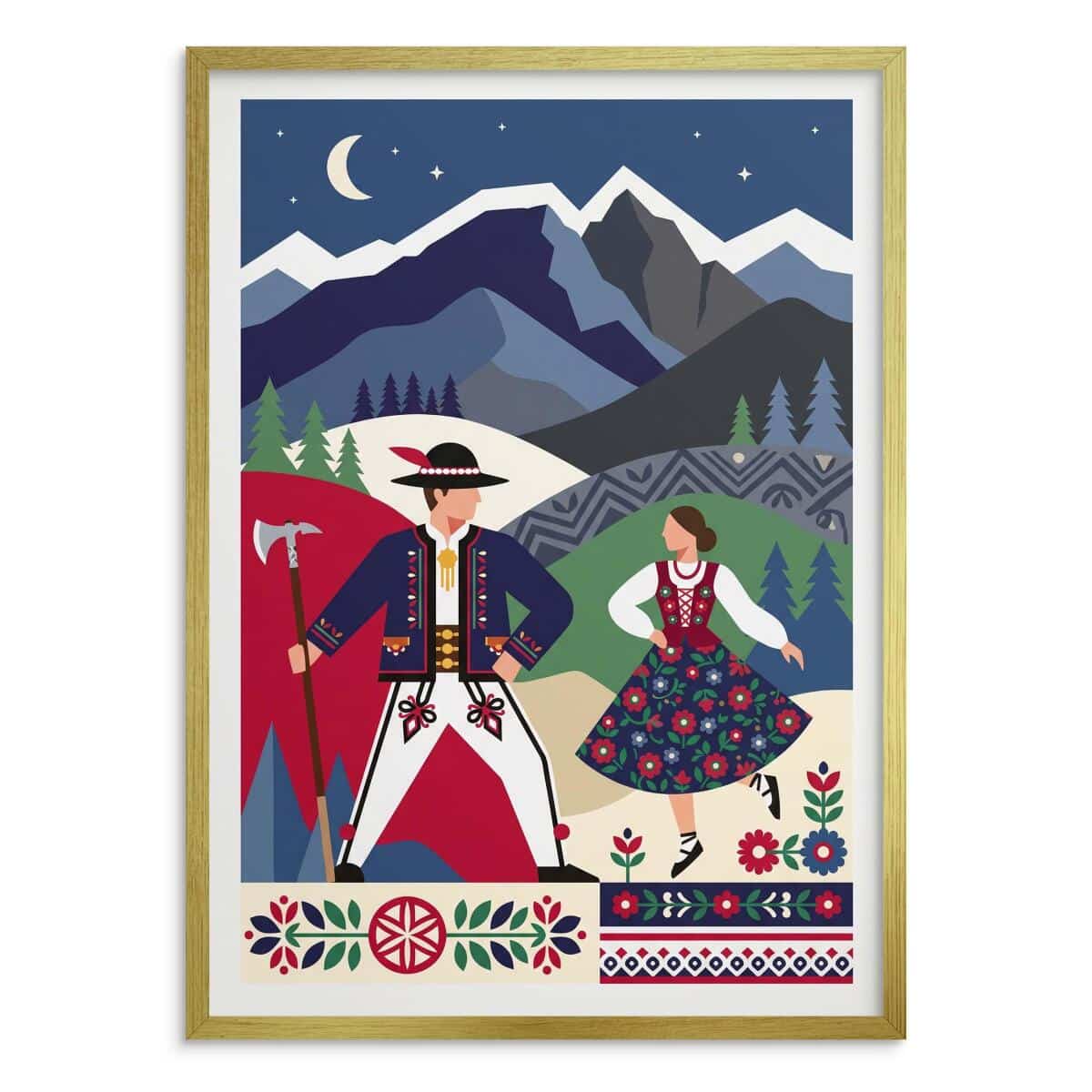 Plakat na ścianę Góry i Folklor | Tradycyjny motyw tatrzański retro 31207 - zdjęcie 3