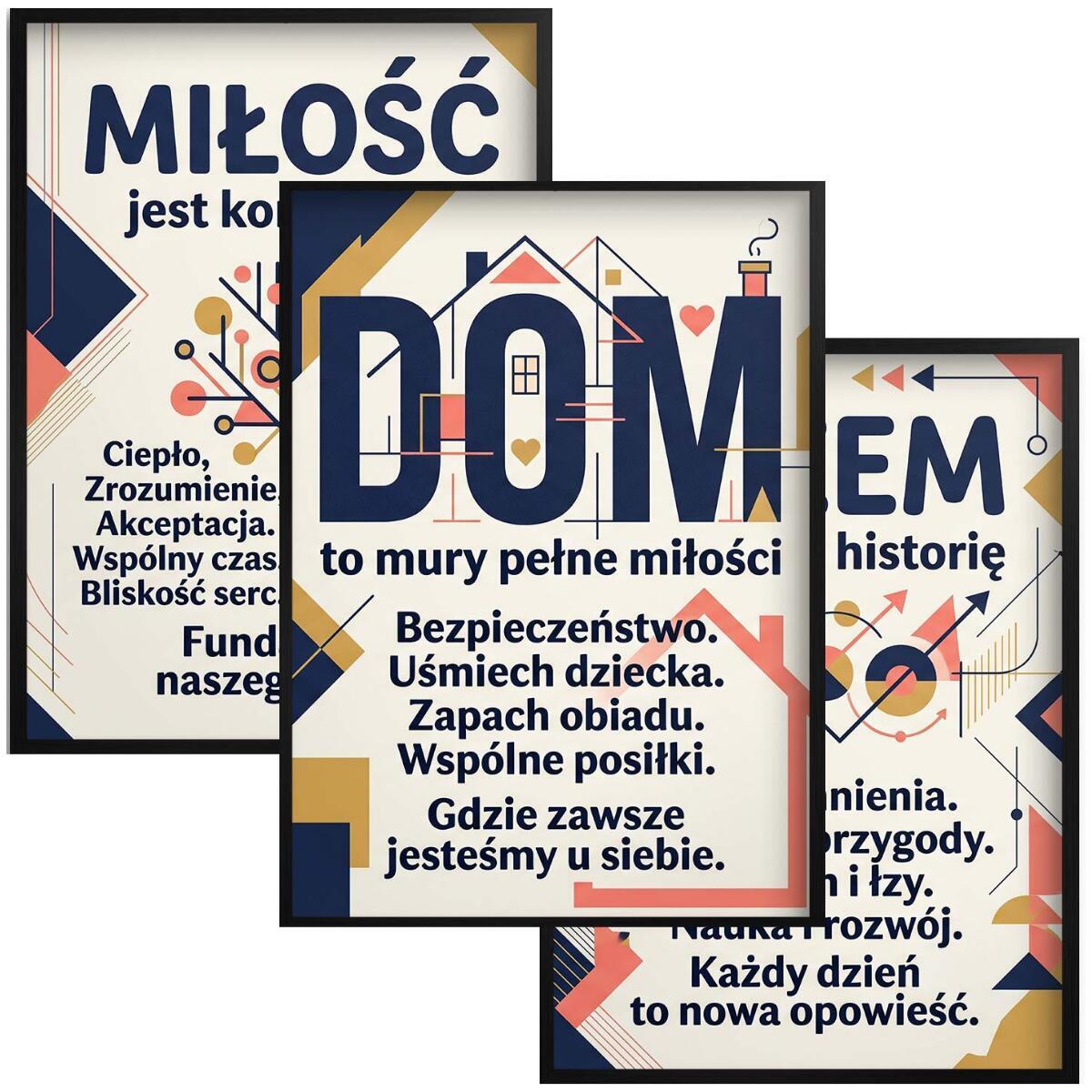Nowoczesny obraz na ścianę DOM- Napisy retro | Modny zestaw plakatów 31194