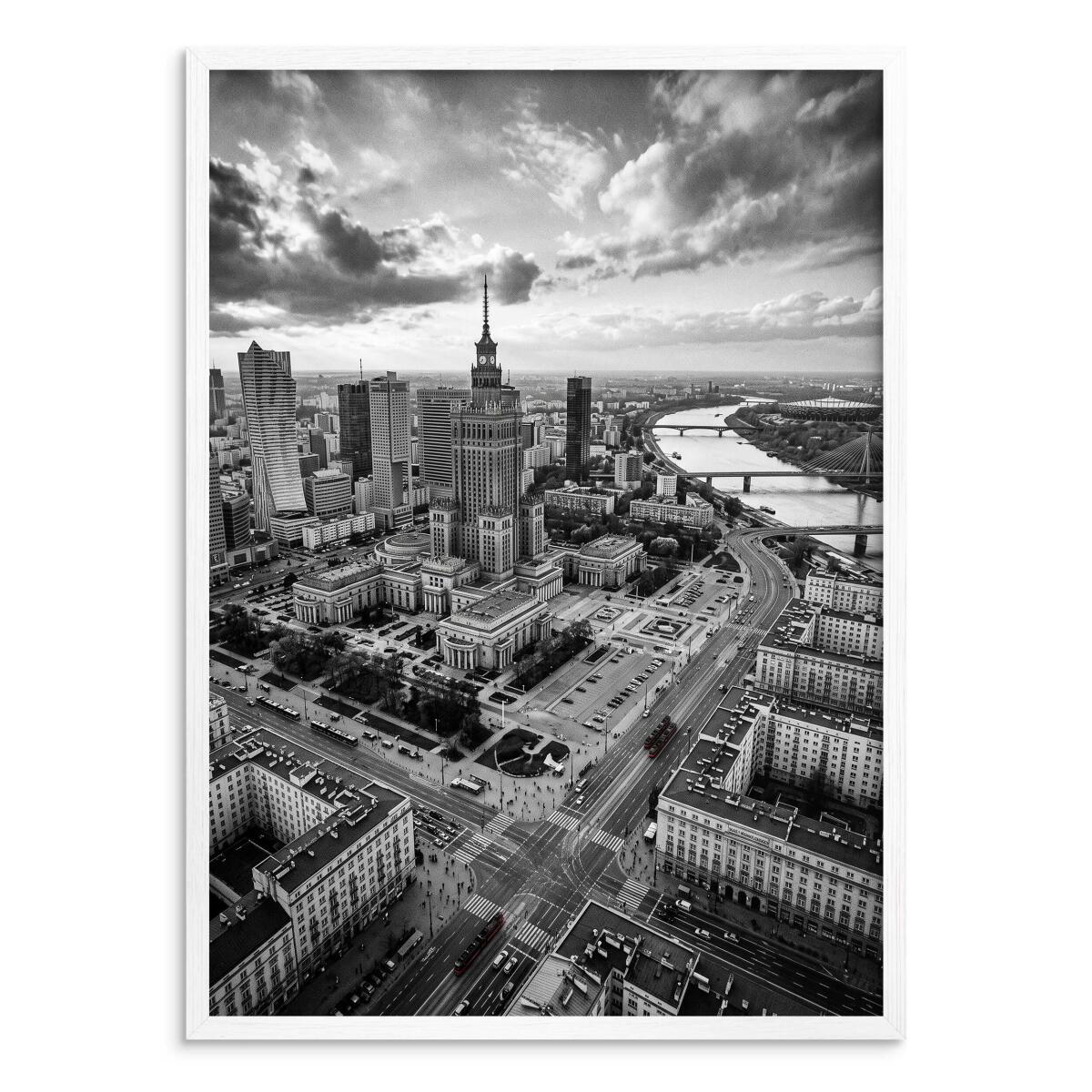 Nowoczesny plakat do salonu Warszawa z lotu ptaka | Panorama miasta do biura 31213 - zdjęcie 2