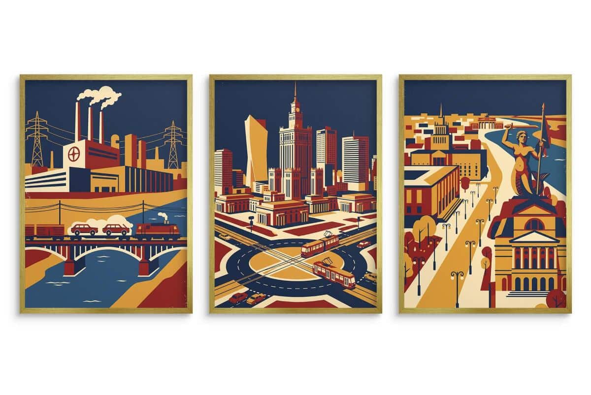 Plakat wielkomiejski Warszawa design | Dekoracja do biura w stylu retro 31157 - zdjęcie 4
