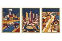 Plakat wielkomiejski Warszawa design | Dekoracja do biura w stylu retro 31157 - miniaturka 4