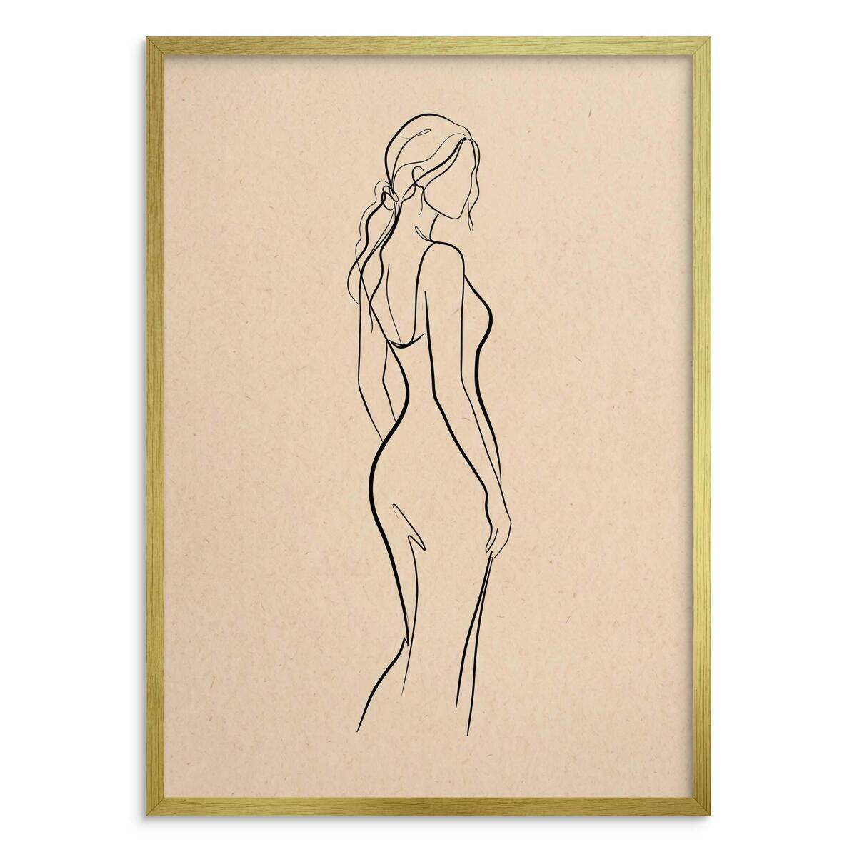 Plakat do sypialni Sylwetka Kobiety | Nowoczesna dekoracja boho beż 31140 - zdjęcie 3