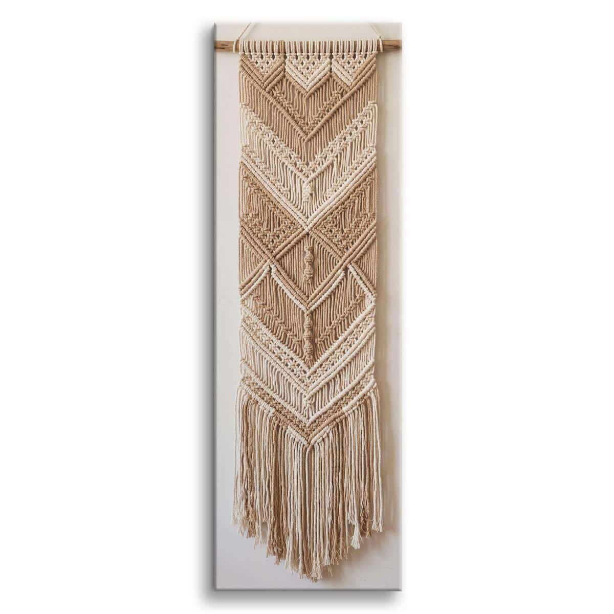 Obraz Boho na Ścianę- Pleciona Makrama | Beżowa Dekoracja do Salonu 31313