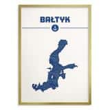 Plakat Marynistyczny BAŁTYK- Mapa z falami | Nowoczesny obraz do salonu 31097 - miniaturka 3